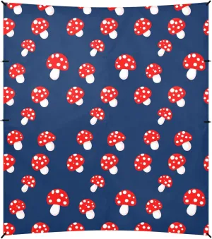 Burbuja Mushrooms on Dark Blue Beach Canopy Windproof Beach Tent Sun Shade with 4 Sandbags & Sand Shovel, Portable Sun Shelter for Family Camping Picnic
