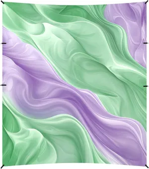 Burbuja Silky Green Purple Beach Canopy Windproof Beach Tent Sun Shade with 4 Sandbags & Sand Shovel, Portable Sun Shelter for Family Camping Picnic