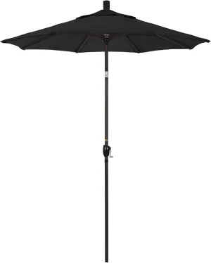 California Umbrella 6' Round Aluminum Market Umbrella, Crank Lift, Push Button Tilt, Bronze Pole, Sunbrella Black