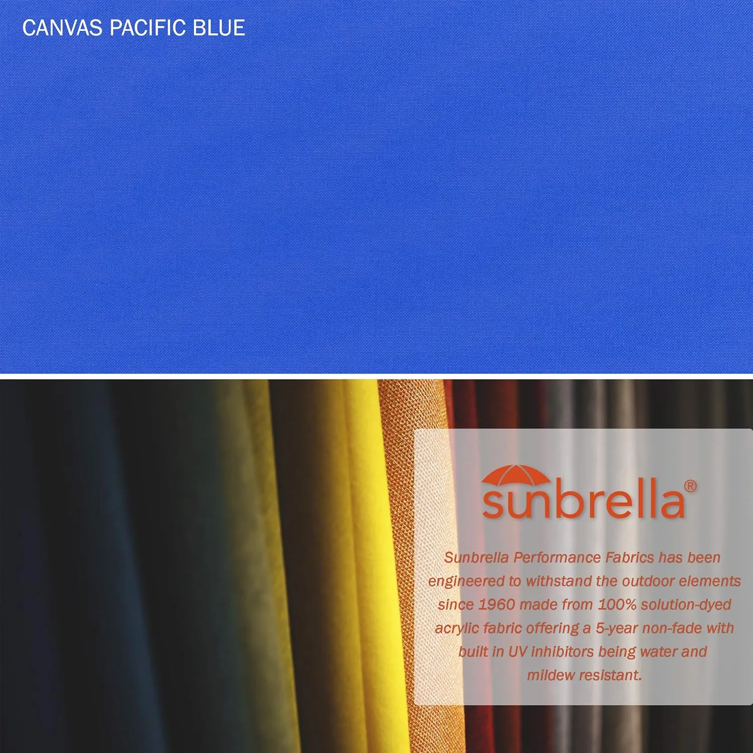 California Umbrella 6' Round Aluminum Market Umbrella, Crank Lift, Push Button Tilt, Bronze Pole, Sunbrella Pacific Blue