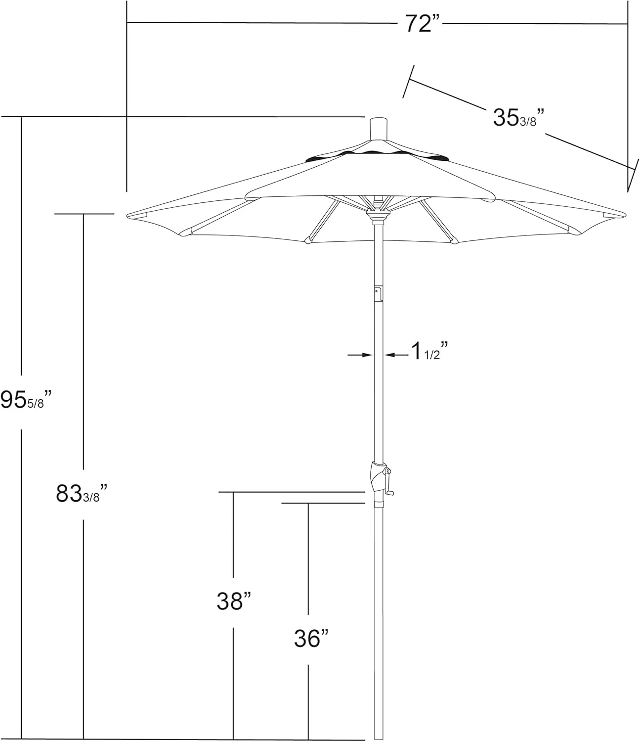 California Umbrella 6' Round Aluminum Market Umbrella, Crank Lift, Push Button Tilt, Bronze Pole, Sunbrella Pacific Blue