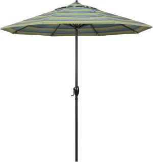 California Umbrella 7.5' Rd Aluminum Patio Umbrella, Crank Lift, Auto Tilt, Black Finish