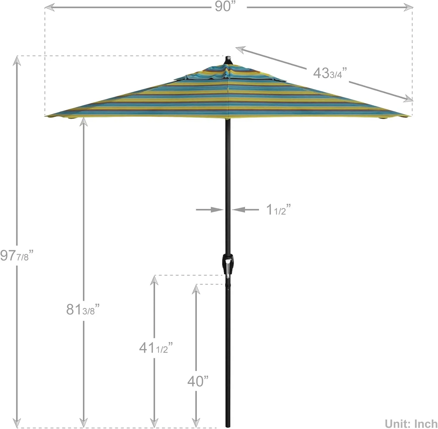 California Umbrella 7.5' Rd Aluminum Patio Umbrella, Crank Lift, Auto Tilt, Black Finish