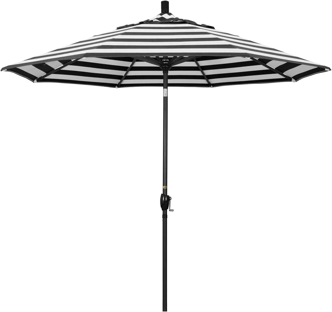 California Umbrella 9' Rd Pacific Trail Series Aluminum Patio Umbrella, Crank Lift, Push Button Tilt, Black Finish, Sunbrella Cabana Classic Fabric