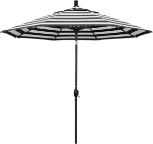 California Umbrella 9' Rd Pacific Trail Series Aluminum Patio Umbrella, Crank Lift, Push Button Tilt, Black Finish, Sunbrella Cabana Classic Fabric