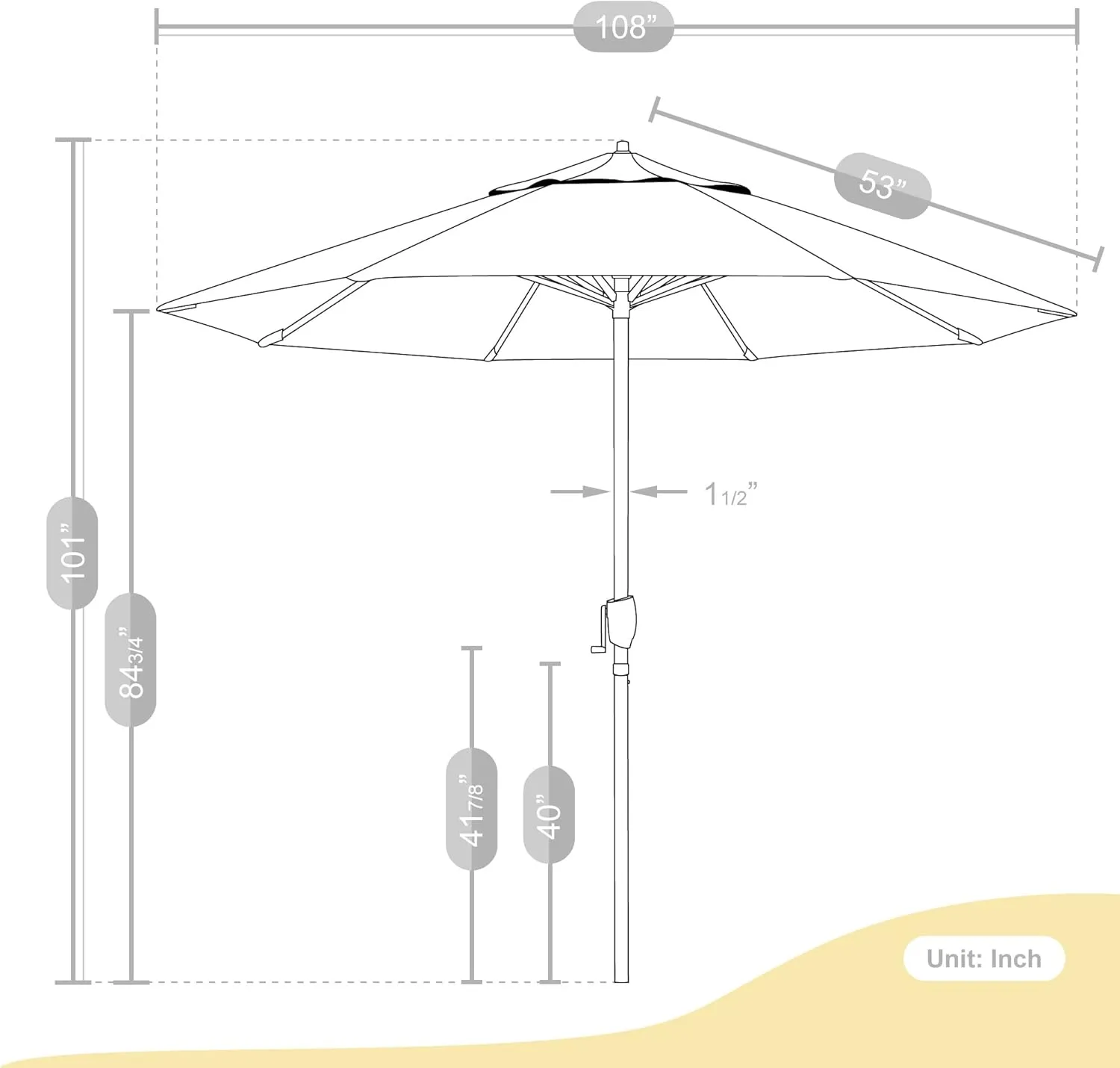 California Umbrella 9' Rd Sunbrella Aluminum Patio Umbrella, Crank Lift, Auto Tilt, Bronze Pole, Navy