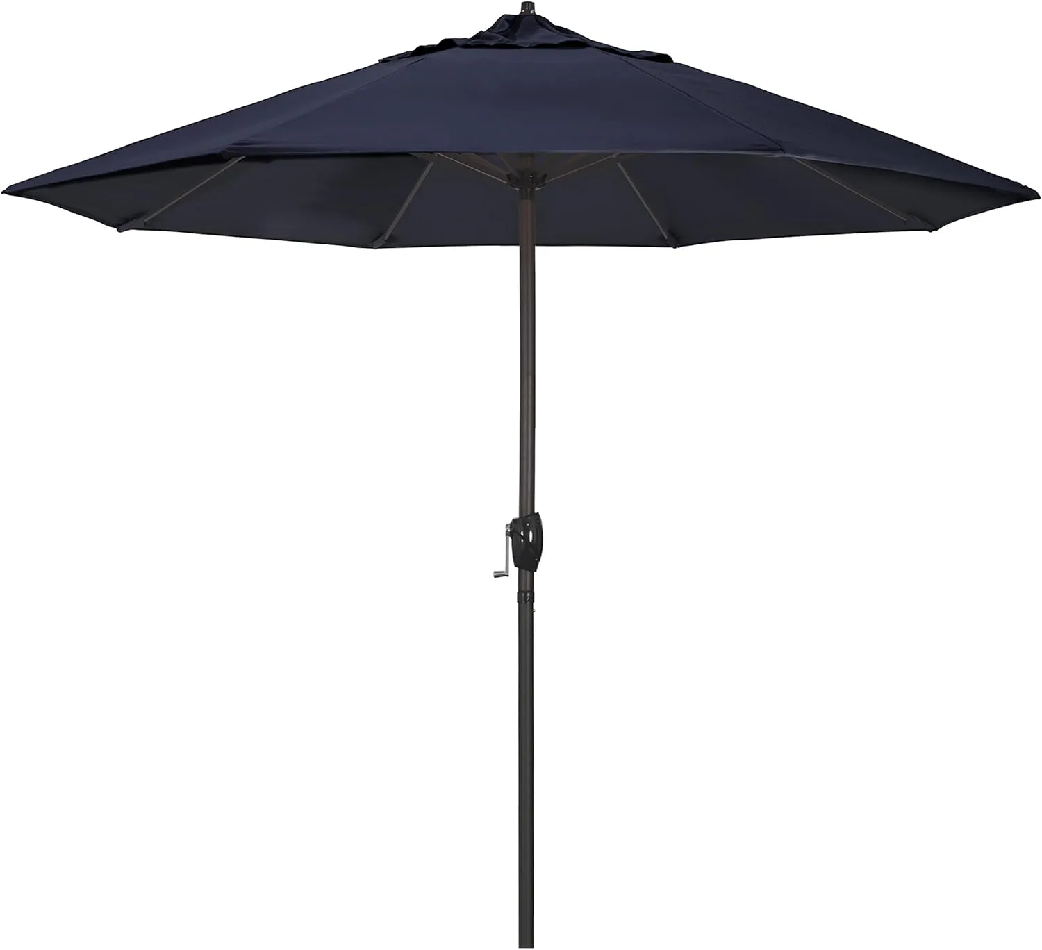 California Umbrella 9' Rd Sunbrella Aluminum Patio Umbrella, Crank Lift, Auto Tilt, Bronze Pole, Navy