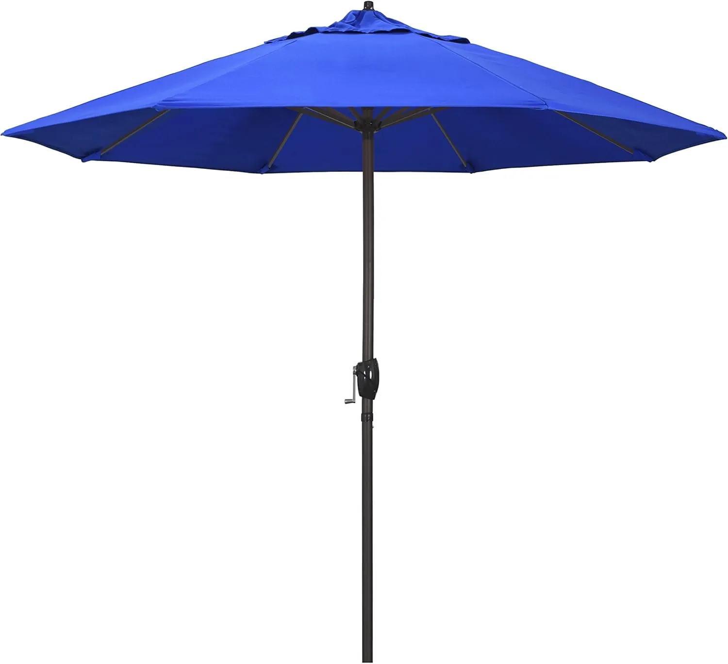 California Umbrella 9' Rd Sunbrella Aluminum Patio Umbrella, Crank Lift, Auto Tilt, Bronze Pole, Pacific Blue