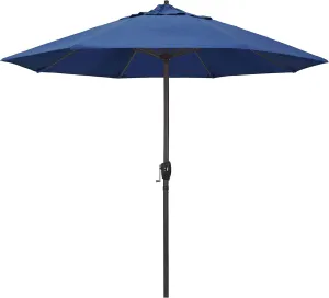 California Umbrella 9' Round Sunbrella Aluminum Outdoor Deck, Pool or Patio Umbrella, Crank Lift, Auto Tilt, Bronze Pole, Regatta