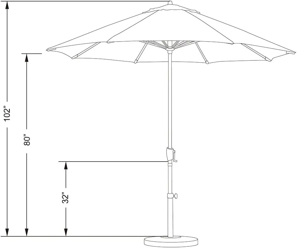 California Umbrella 9' Round Sunbrella Aluminum Outdoor Deck, Pool or Patio Umbrella, Crank Lift, Auto Tilt, Bronze Pole, Regatta