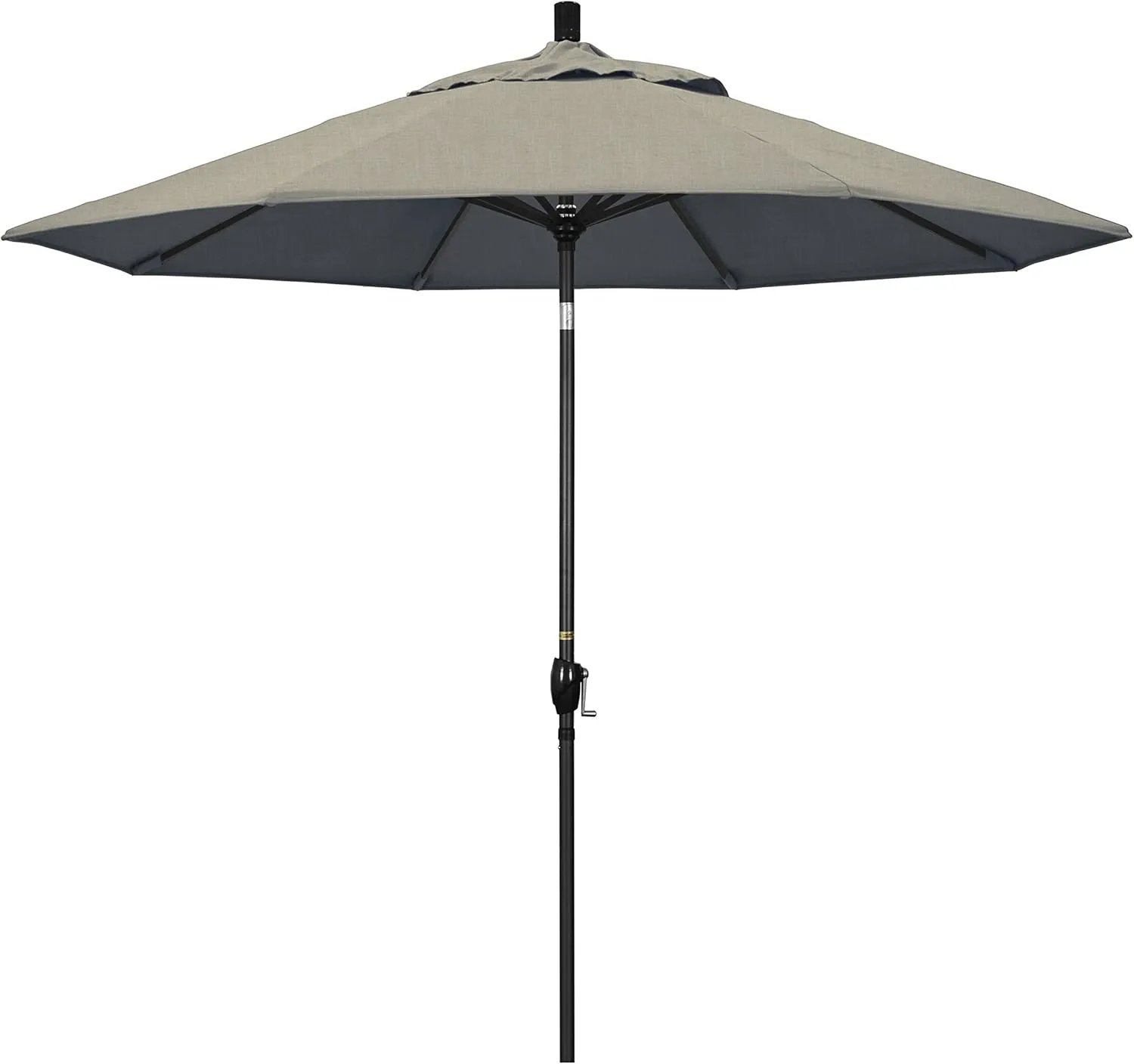 California Umbrella GSPT908302-48032 9' Round Aluminum Market, Crank Lift, Push Button Tilt, Black Pole, Sunbrella Spectrum Dove