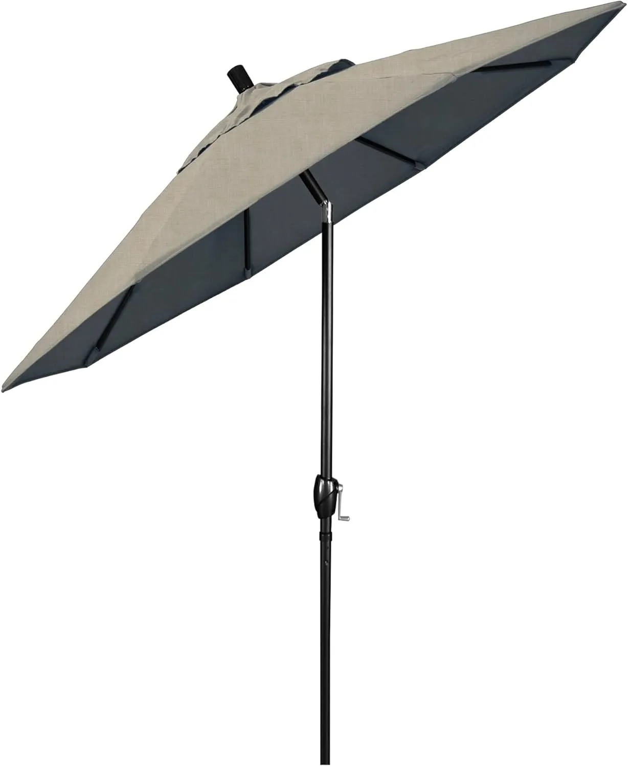 California Umbrella GSPT908302-48032 9' Round Aluminum Market, Crank Lift, Push Button Tilt, Black Pole, Sunbrella Spectrum Dove