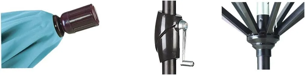 California Umbrella GSPT908302-5446 9' Round Aluminum Market, Crank Lift, Push Button Tilt, Black Pole, Sunbrella Forest Green Patio Umbrella, 9-Feet