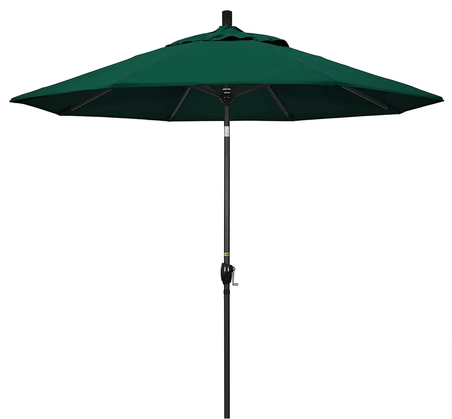 California Umbrella GSPT908302-5446 9' Round Aluminum Market, Crank Lift, Push Button Tilt, Black Pole, Sunbrella Forest Green Patio Umbrella, 9-Feet