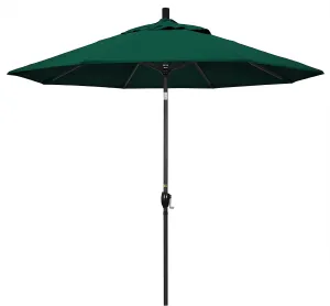 California Umbrella GSPT908302-5446 9' Round Aluminum Market, Crank Lift, Push Button Tilt, Black Pole, Sunbrella Forest Green Patio Umbrella, 9-Feet