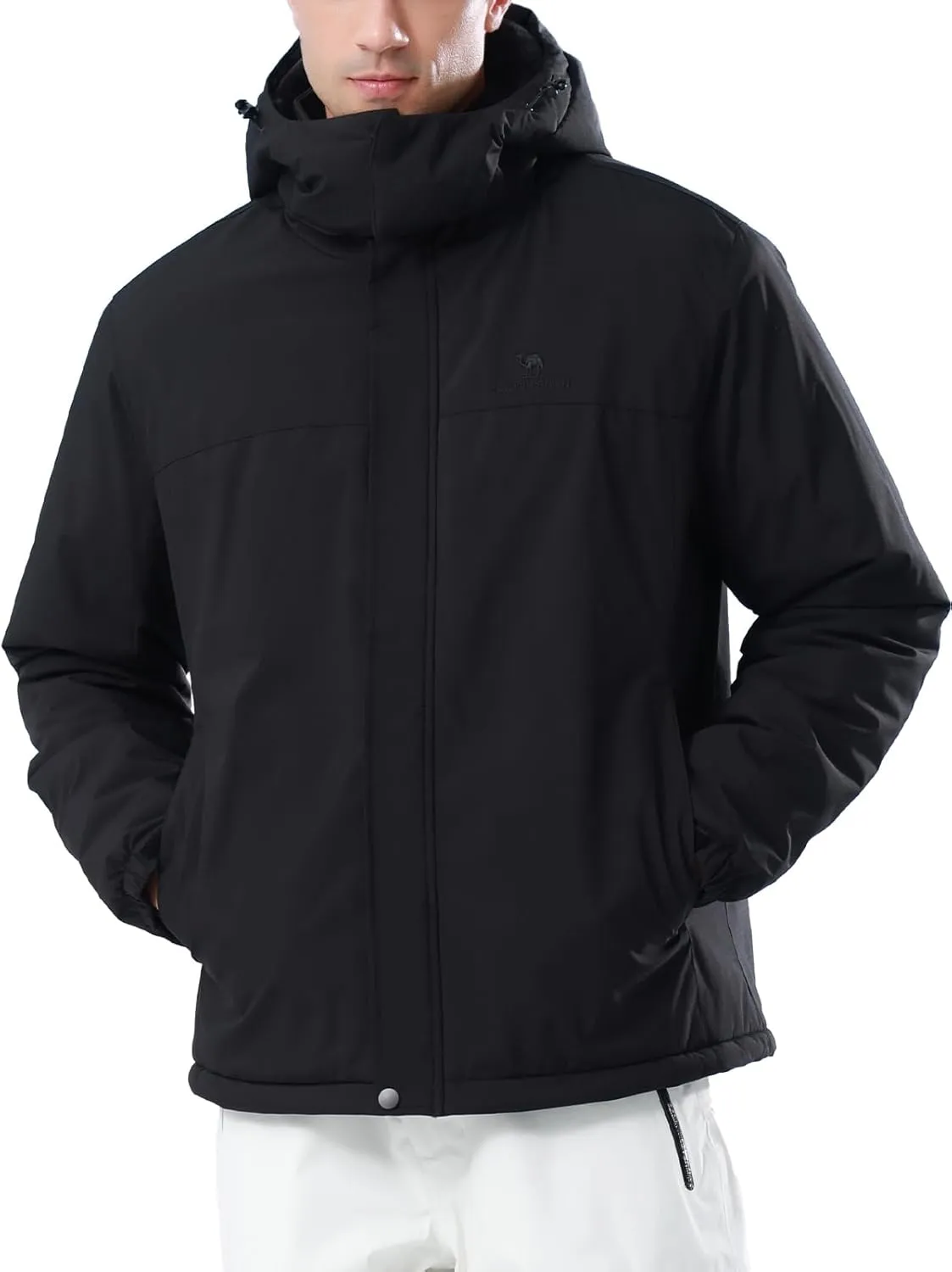 CAMEL CROWN Men's Winter Ski Jacket Mountain Snow Coats Waterproof Detachable Hood Windproof Fleece Rain Jackets