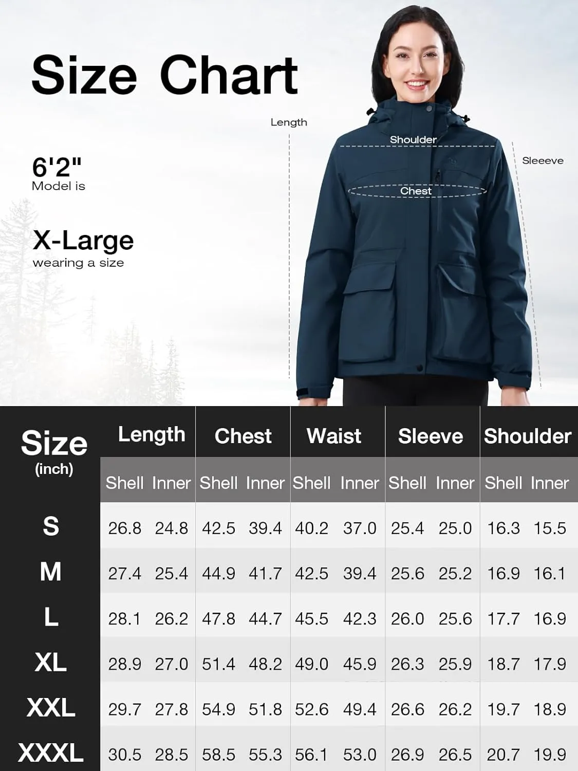 CAMEL CROWN Women's Ski Jacket 3 in 1 Winter Jacket Waterproof Jacket Windbreaker Snow Coat with Inner Warm Fleece Coat