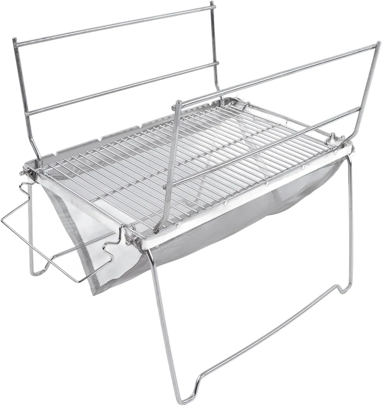 Camp Grill Grate,Stainless Steel Camping BBQ Grill, Portable Camp BBQ Grill,Foldable Portable Silver Barbecue Grill,For Outdoor Camping, Cooking, Beach, Backpacking, Picnic or Party