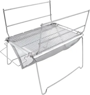 Camp Grill Grate,Stainless Steel Camping BBQ Grill, Portable Camp BBQ Grill,Foldable Portable Silver Barbecue Grill,For Outdoor Camping, Cooking, Beach, Backpacking, Picnic or Party