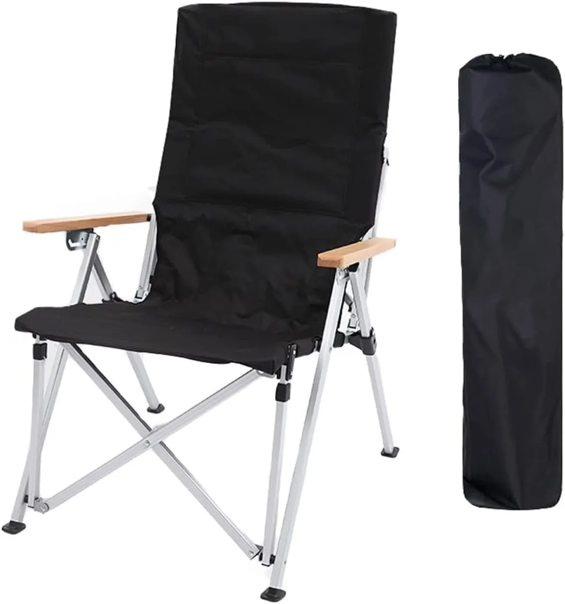 Camping Chair Camping Ultralight Aluminum Tube Ice Fishing Chair Backpack Chair with Wooden Handrail Stool for Camping Beach Fishing Folding Chair (Color : A) (A One Siz