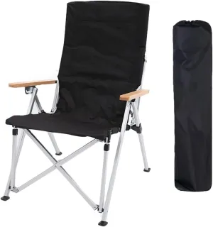 Camping Chair Camping Ultralight Aluminum Tube Ice Fishing Chair Backpack Chair with Wooden Handrail Stool for Camping Beach Fishing Folding Chair (Color : A) (A One Siz