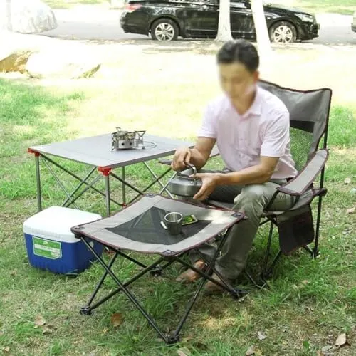 Camping Chair Folding Recliner Portable Chair with Cup Holder Detachable Side Table and Carrying Bag with Pillow Fishing Chair(Color:B)