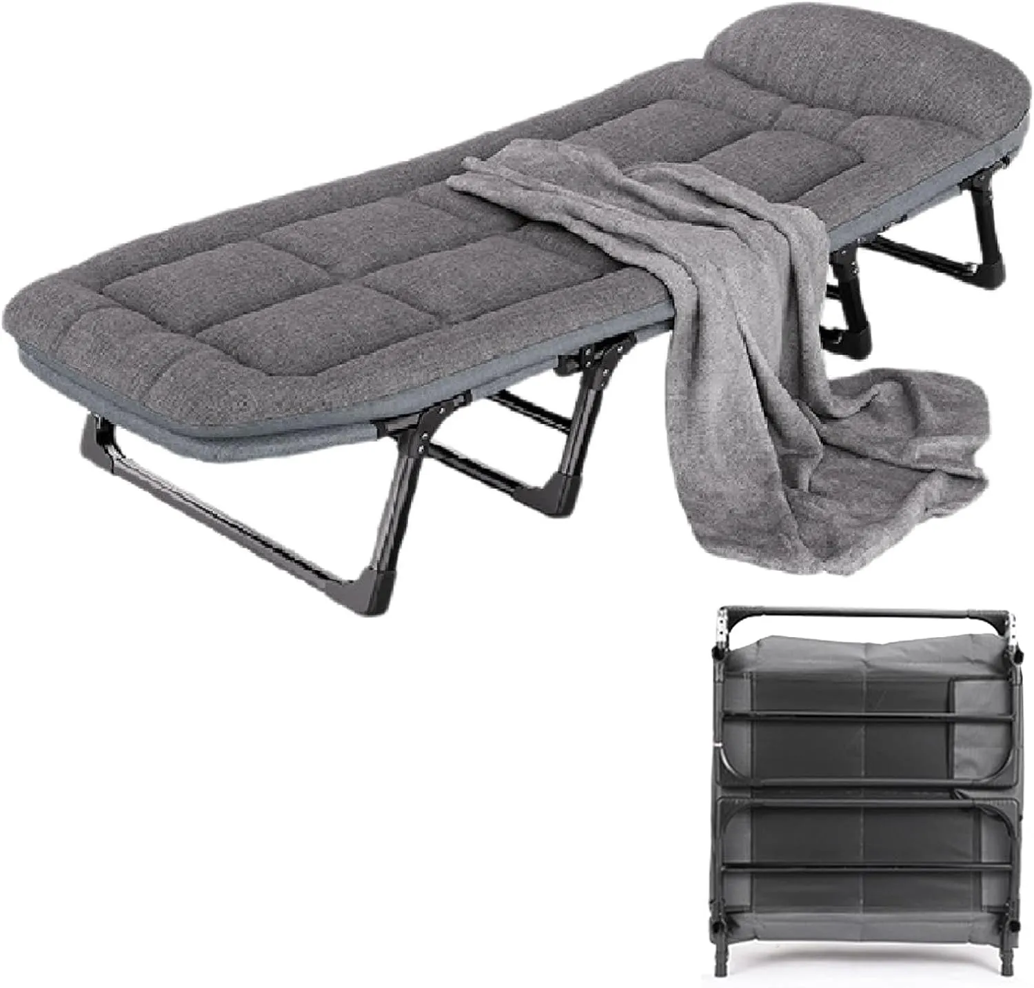 Camping Cots for Adults Queen Size 8-Leg Support, High-Resilience Cotton Filling, Multi-Function Foldable Bed with Storage Bag, Non-Slip Feet, Perfect for Office Nap or Outdoor Use(66 * 180)