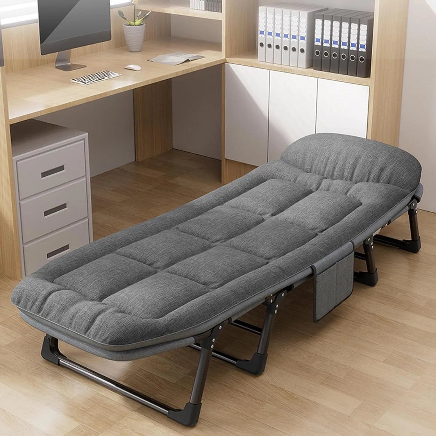 Camping Cots for Adults Queen Size 8-Leg Support, High-Resilience Cotton Filling, Multi-Function Foldable Bed with Storage Bag, Non-Slip Feet, Perfect for Office Nap or Outdoor Use(66 * 180)