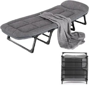 Camping Cots for Adults Queen Size 8-Leg Support, High-Resilience Cotton Filling, Multi-Function Foldable Bed with Storage Bag, Non-Slip Feet, Perfect for Office Nap or Outdoor Use(66 * 180)