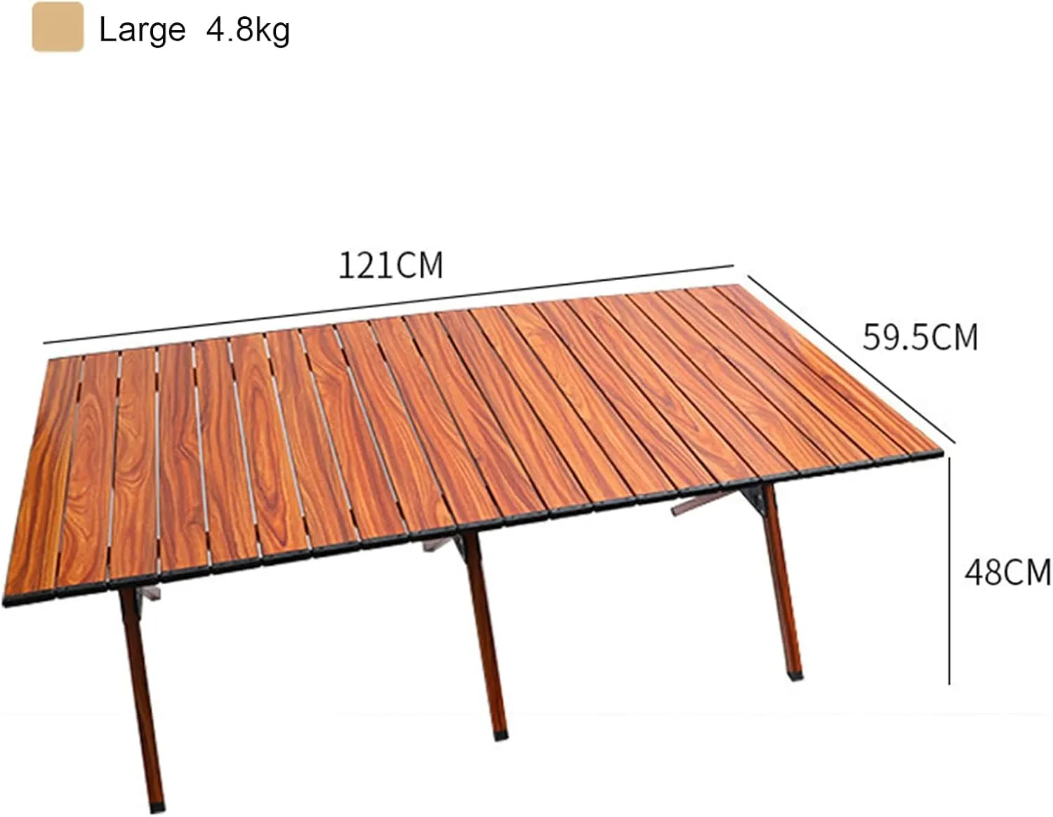 Camping Foldable Table Outdoor Portable Aluminum Alloy Lightweight Roll Up Table Hiking Picnic Beach Roll Top Desk with Carry Bag,L(Length121cm)