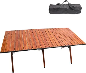 Camping Foldable Table Outdoor Portable Aluminum Alloy Lightweight Roll Up Table Hiking Picnic Beach Roll Top Desk with Carry Bag,L(Length121cm)