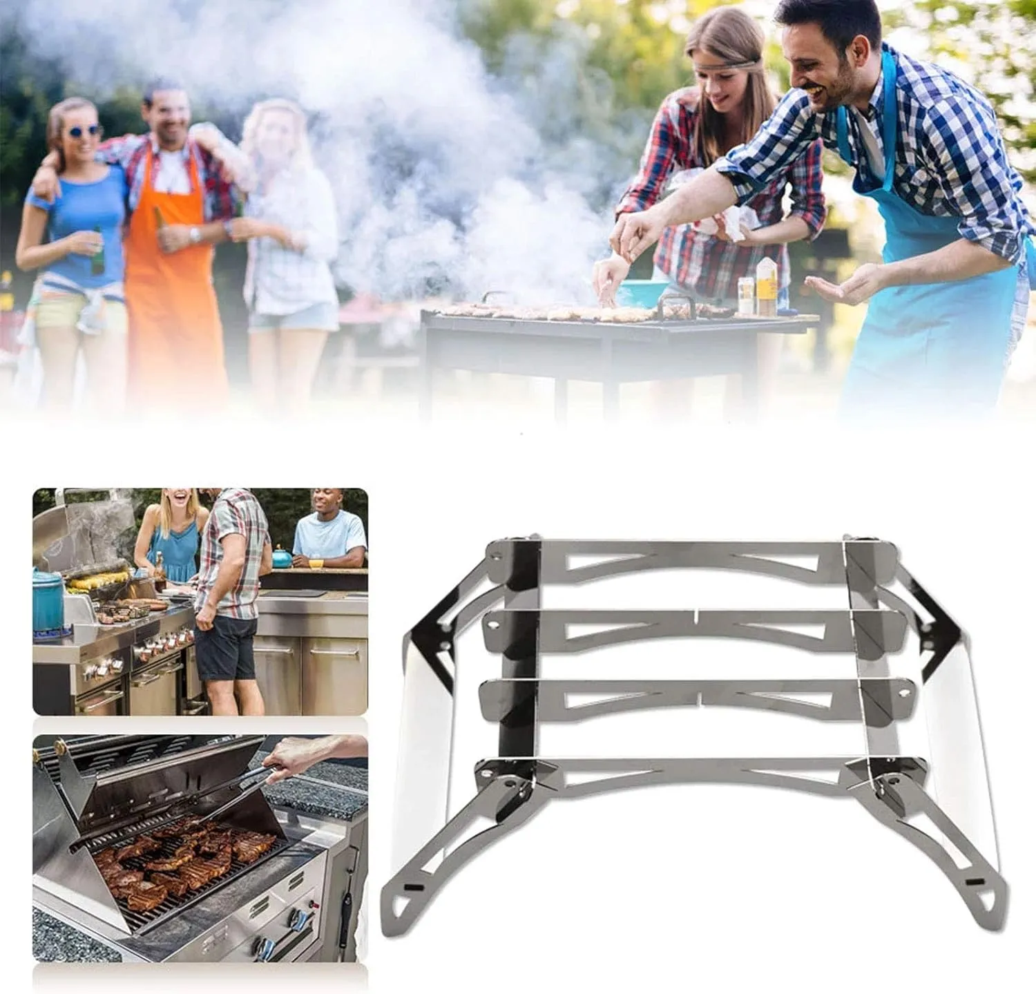 Camping Grills, Stainless Steel Portable Foldable Campfire Charcoal BBQ Grill, Lightweight Fire Pit/#3
