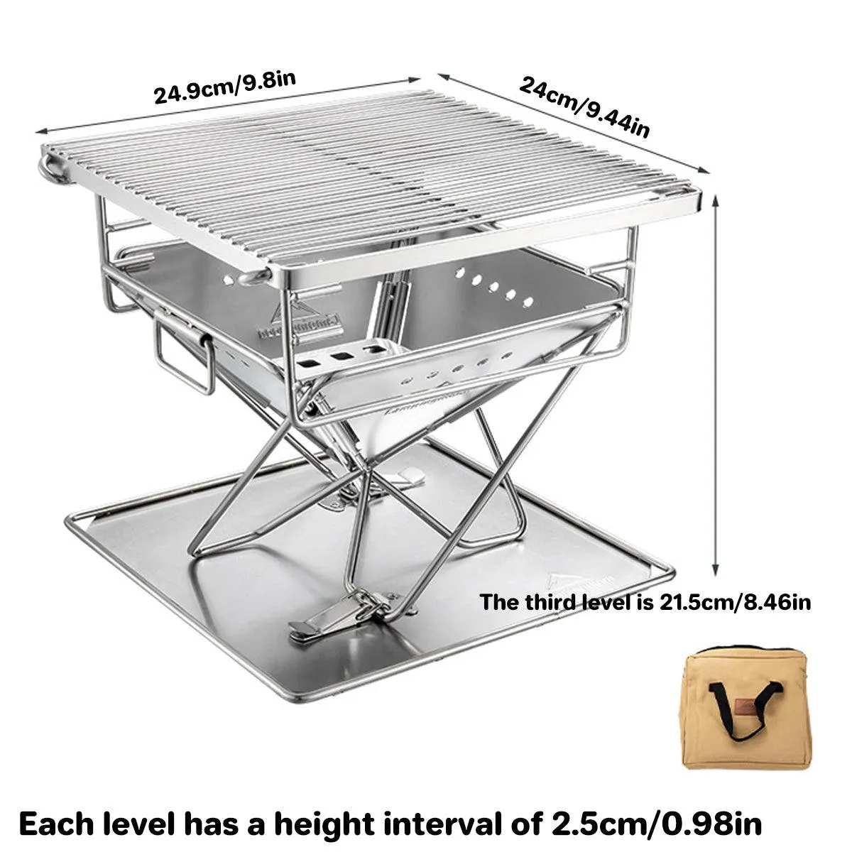 Camping Stainless Steel Collapsible Barbecue Grill Portable Outdoor BBQ Grill