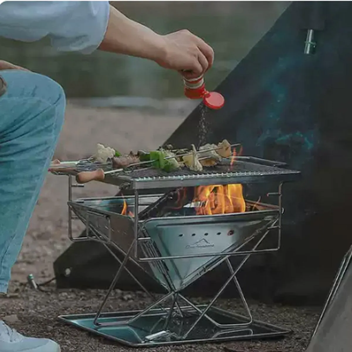 Camping Stainless Steel Collapsible Barbecue Grill Portable Outdoor BBQ Grill
