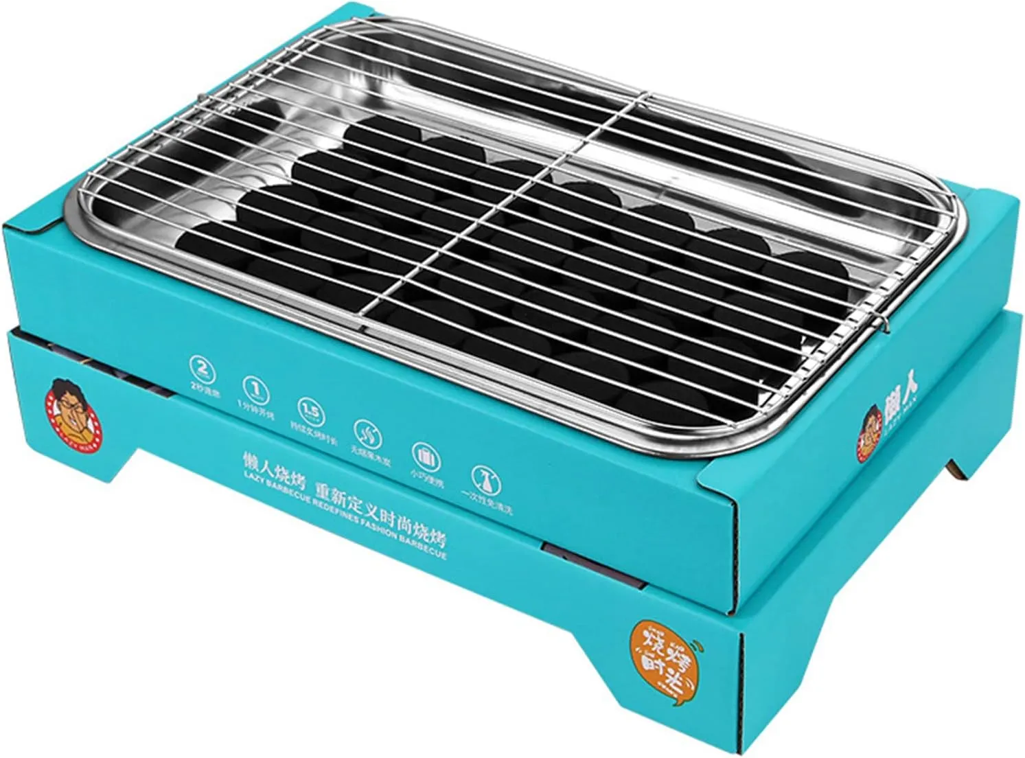 Camping Stoves, Charcoal Grill Single Use Compact Detachable Stainless Steel Portable Barbecue Smoker Grill for Outdoor Camping Picnic Hiking Beach