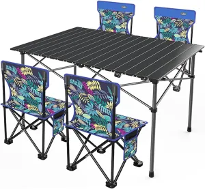Camping Table Chairs Easy to Store Folding Table and Chair Set, Aluminum Outdoor Camping Picnic Table, Suitable for Courtyard, Beach, Fishing (Color : Package 1)