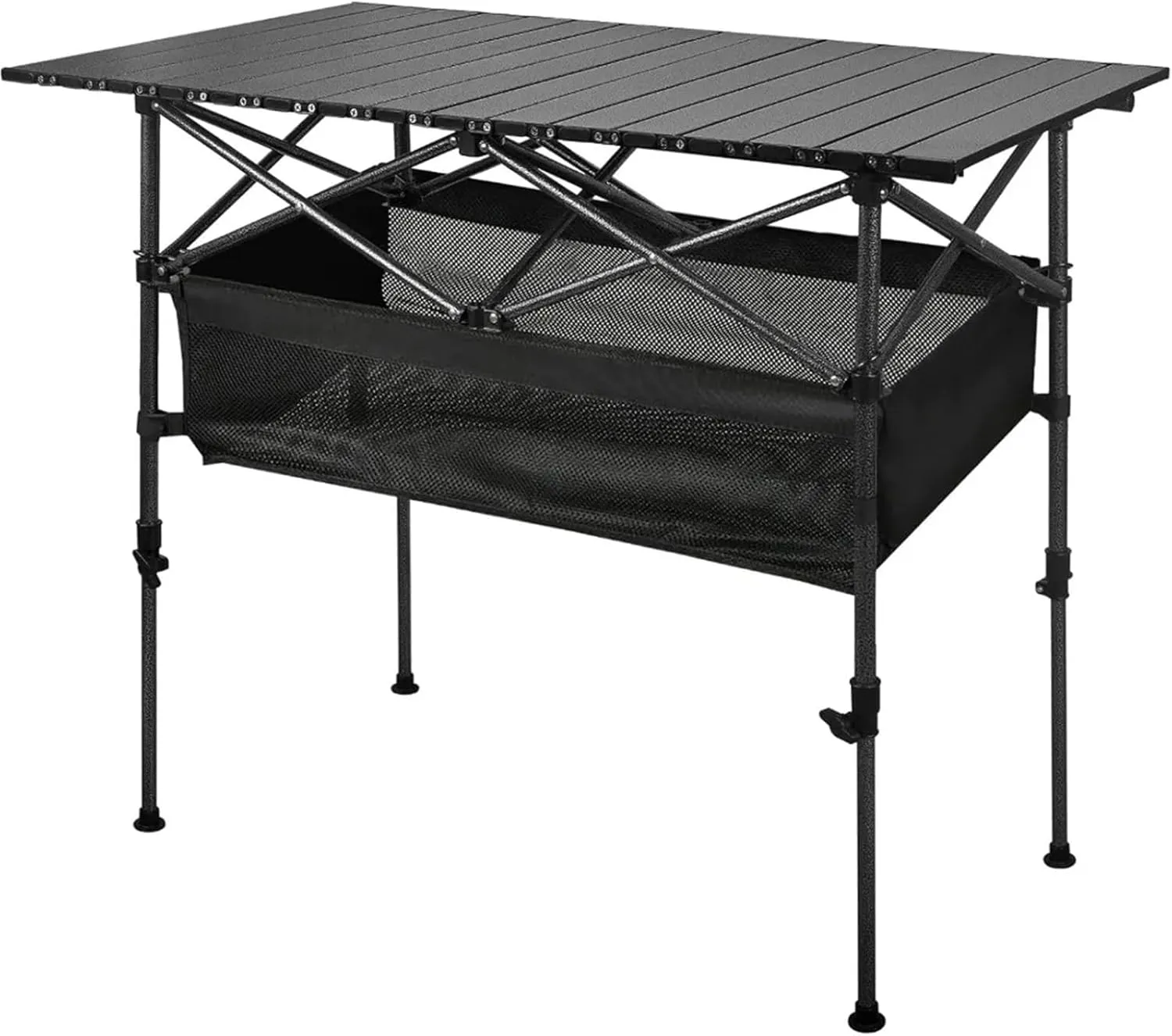 Camping Table Folding Camping Table, Outdoor Roll-up Height Adjustable Metal, (Ash Black, 37.4'' Large), Outdoor Tables Beach Picnic