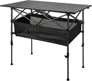 Camping Table Folding Camping Table, Outdoor Roll-up Height Adjustable Metal, (Ash Black, 37.4'' Large), Outdoor Tables Beach Picnic