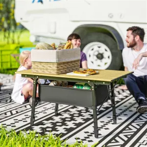 Camping Table Folding Table Portable Lightweight Table Aluminum Fold Up Dining Table for Picnic,Beach BBQ,Cooking, Picnic Table, Portable Camping Table with Storage Bag 35.4"L x 21.7"W x 17.7" -26" H
