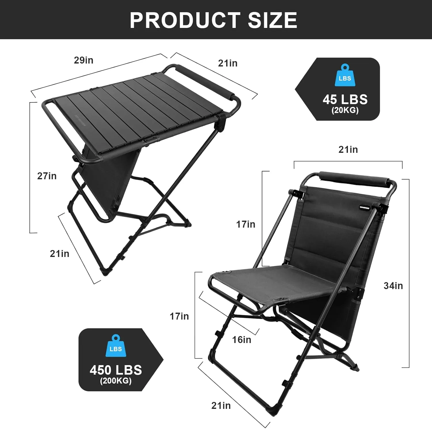 Camping Table with Additional Roll Up Tabletop, Multifuctional Camping Table Easily Transfer to Chair