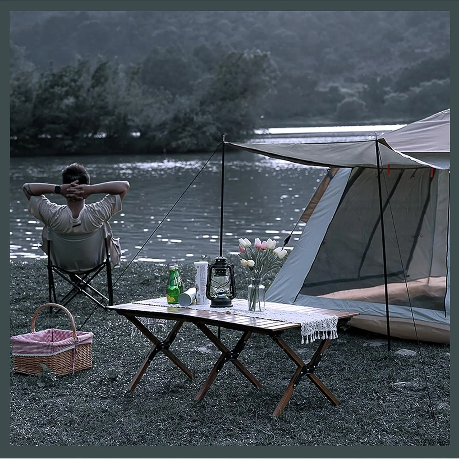 Camping Tables, Outdoor Folding Table, Aluminum Roll-up Camp Table with Carry Bag for Outdoor, Camping, Beach, Backyard, BBQ, Party, Patio, Picnic (Color : A)