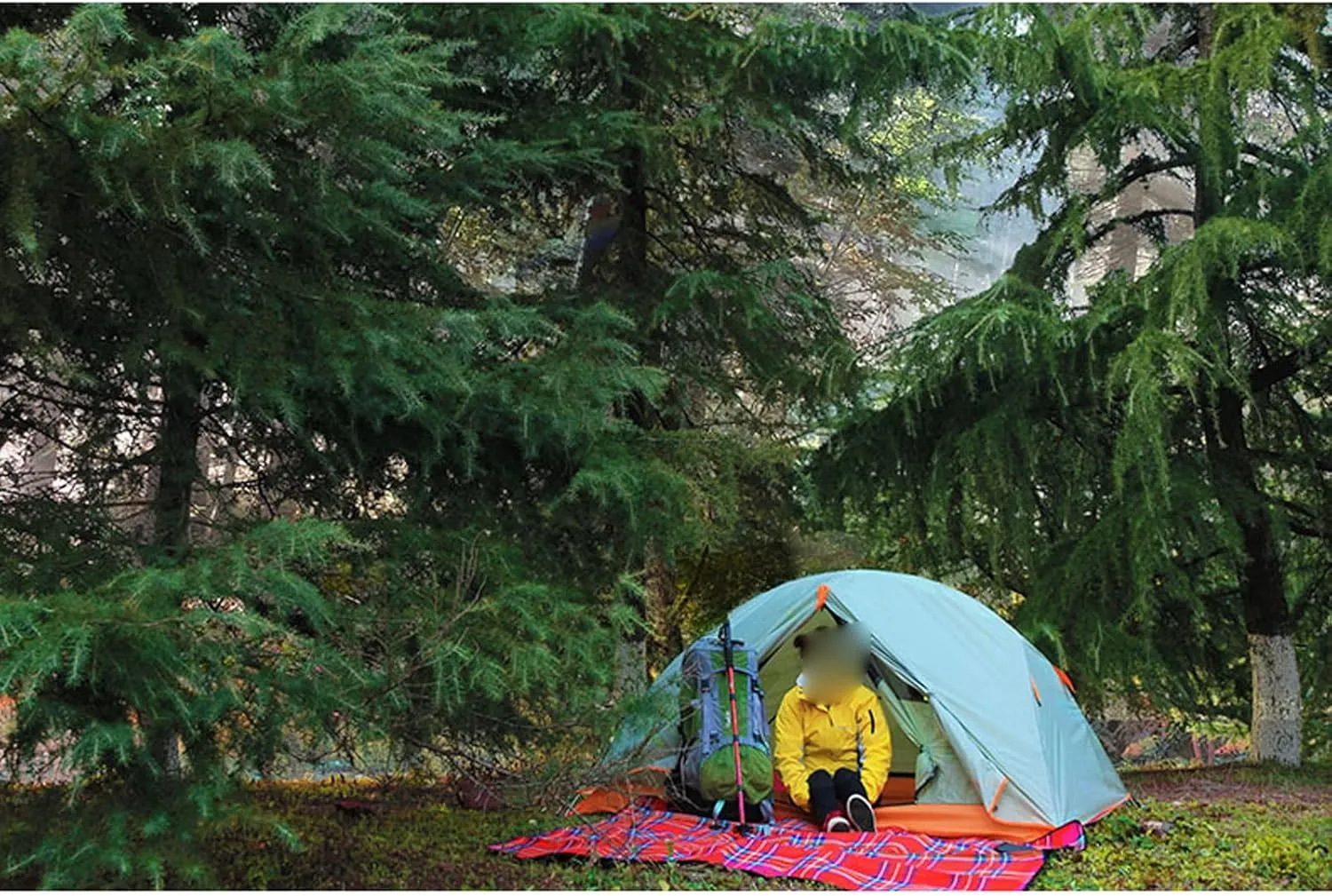 Camping Tent Double-Layer Aluminum Pole Single Person Outdoor Windproof Rainproof Waterproof Camping.Tent Portable Carry (Wormwood Green One Size)