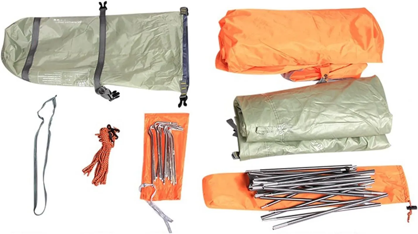 Camping Tent Double-Layer Aluminum Pole Single Person Outdoor Windproof Rainproof Waterproof Camping.Tent Portable Carry (Wormwood Green One Size)