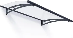 Canopia Aquila 1500 5x3 Door Awning for Door Entrance, High-End Polycarbonate Window Awning with Solar Gray Panels, UV Protection, Modern Metal Frame, Weather Resistant Overhang, DIY Exterior