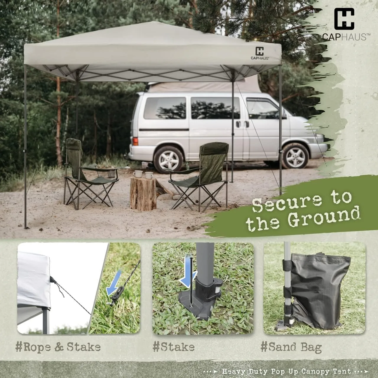 CAPHAUS 12ft x 12ft Patented One-Push Pop Up Outdoor Canopy Tent, Heavy-Duty Commercial Grade w/Central Lock, Portable and Instant Folding Shelter with Wheeled Carry Bag and Weight Bag, Blue