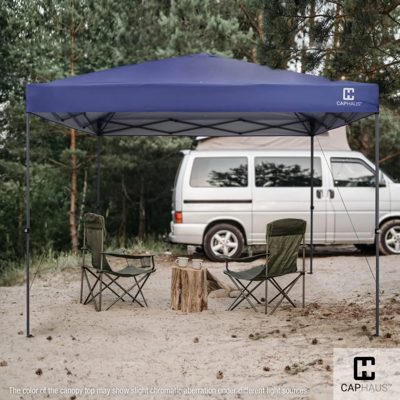 CAPHAUS 12ft x 12ft Patented One-Push Pop Up Outdoor Canopy Tent, Heavy-Duty Commercial Grade w/Central Lock, Portable and Instant Folding Shelter with Wheeled Carry Bag and Weight Bag, Blue