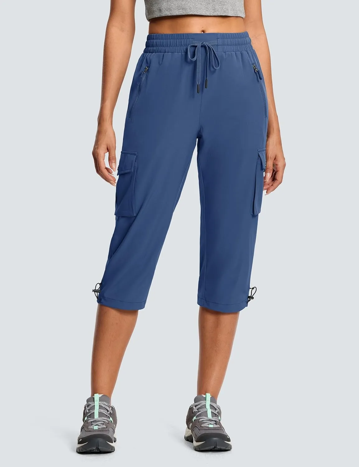 Capri Pants for Women Breathable UPF 50  Womens Cargo Capris for Summer with 8 Pockets for Hiking Travel Casual
