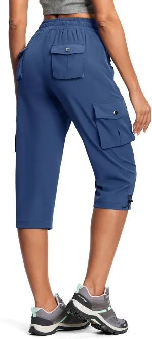 Capri Pants for Women Breathable UPF 50  Womens Cargo Capris for Summer with 8 Pockets for Hiking Travel Casual