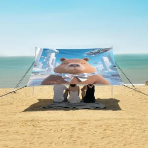 Capybara in Future City Beach Camping Tent Sun Shelter for Whole Family, Beach Shade Canopy with UPF50  UV Protection,Easy Set Up and Carry,Outdoor Shade for Trips, Fishing, Backyard Fun Picni