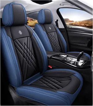 Car Seat Covers Full Set for Nissan Micra K13 Visia First/Acenta/Tekna 2010-2017, Leather Seat Covers,Leather Seat Covers Full Set,5 Seats Automotive Vehicle Cushion Waterproof(C)